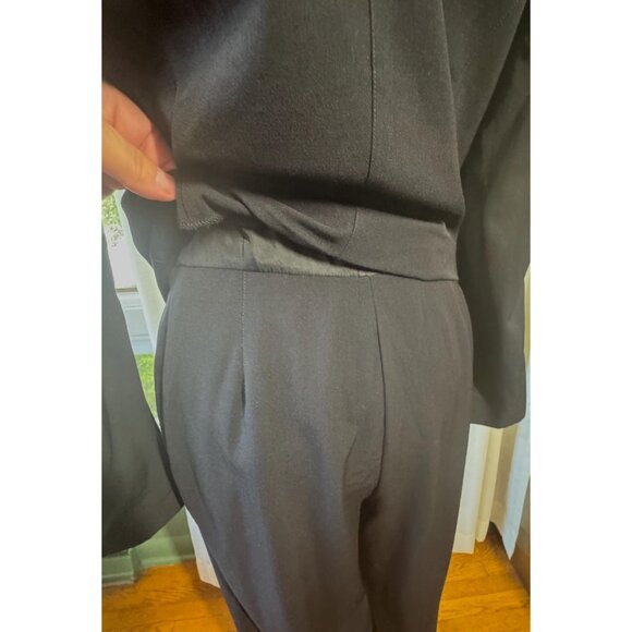 Vintage 1980s jumpsuit, black, pure wool, wide lapels, by Krizia Italy - Picture 4 of 10